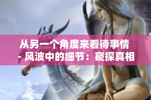 从另一个角度来看待事情 - 风波中的细节：窥探真相