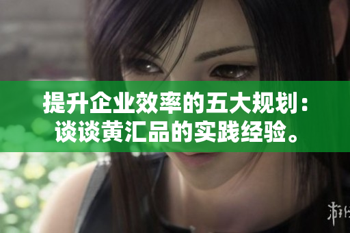 提升企业效率的五大规划：谈谈黄汇品的实践经验。