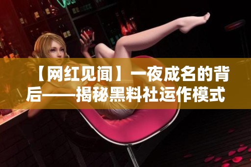 【网红见闻】一夜成名的背后——揭秘黑料社运作模式