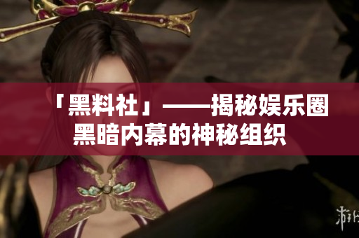 「黑料社」——揭秘娱乐圈黑暗内幕的神秘组织